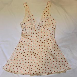 Zara strawberry print satin minidress